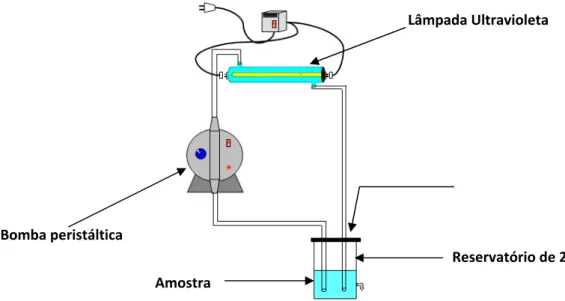 Figura 3. Esquema geral do reator fotoquímico usado no tratamento da  amostra pelo processo de oxidação avançada