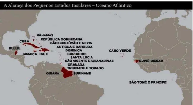 Figura 1  –  Países da AOSIS no Oceano Atlântico 