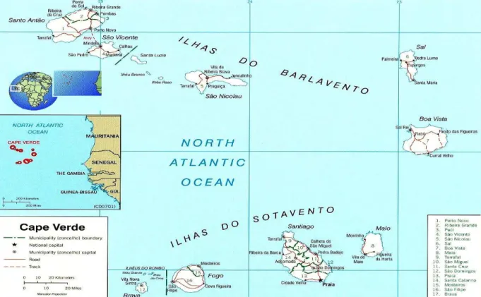 Figura 2  –  Localização do Estado Insular de Cabo Verde.  