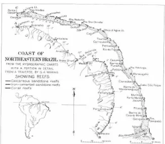 Figure  1:  Gerald  A.  Warring  –  Reef  Formations  of  the  Northeast  Coast of Brazil, The American Journal of Sciences, Fourth Series,  Vol