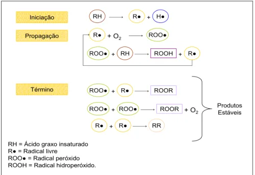 FIGURA 1- Esquema geral do mecanismo da auto-oxidação lipídica. 