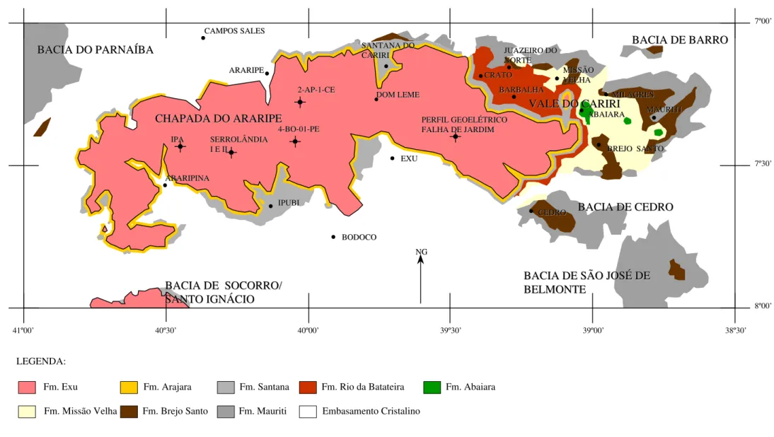 Figura 2 – Mapa geológico da Bacia Sedimentar do Araripe