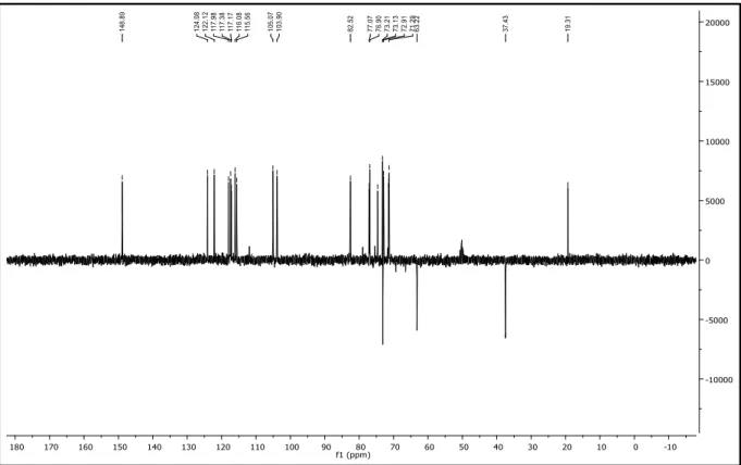 Figura 13 - Espectro de RMN ¹³C  –  DEPT 135º de LICM6-1 (CD 3 OD, 100 MHz) 