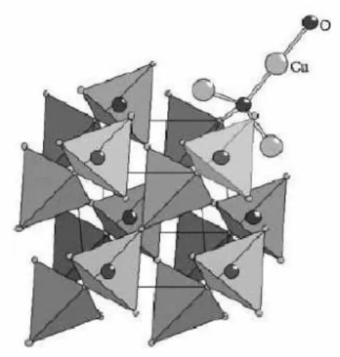 Figura 2.4: Tetraedros OCu 4 e ligações O-Cu-O ao longo da direção {111} na cuprita [49].