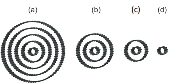 Figura 3: A figura mostra quatro diferentes tipos de nanotubos de carbono. Em (a) MWNT, (b) TWNT, (c) DWNT e (d) SWNT.