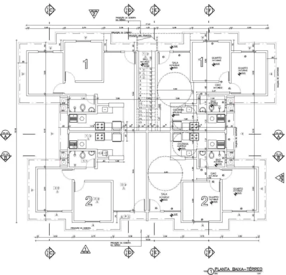 Figura 6 Planta Baixa do Bloco de Apartamento – Térreo – Projeto Padrão  (ARQUITETO PEDRO RICARDO S