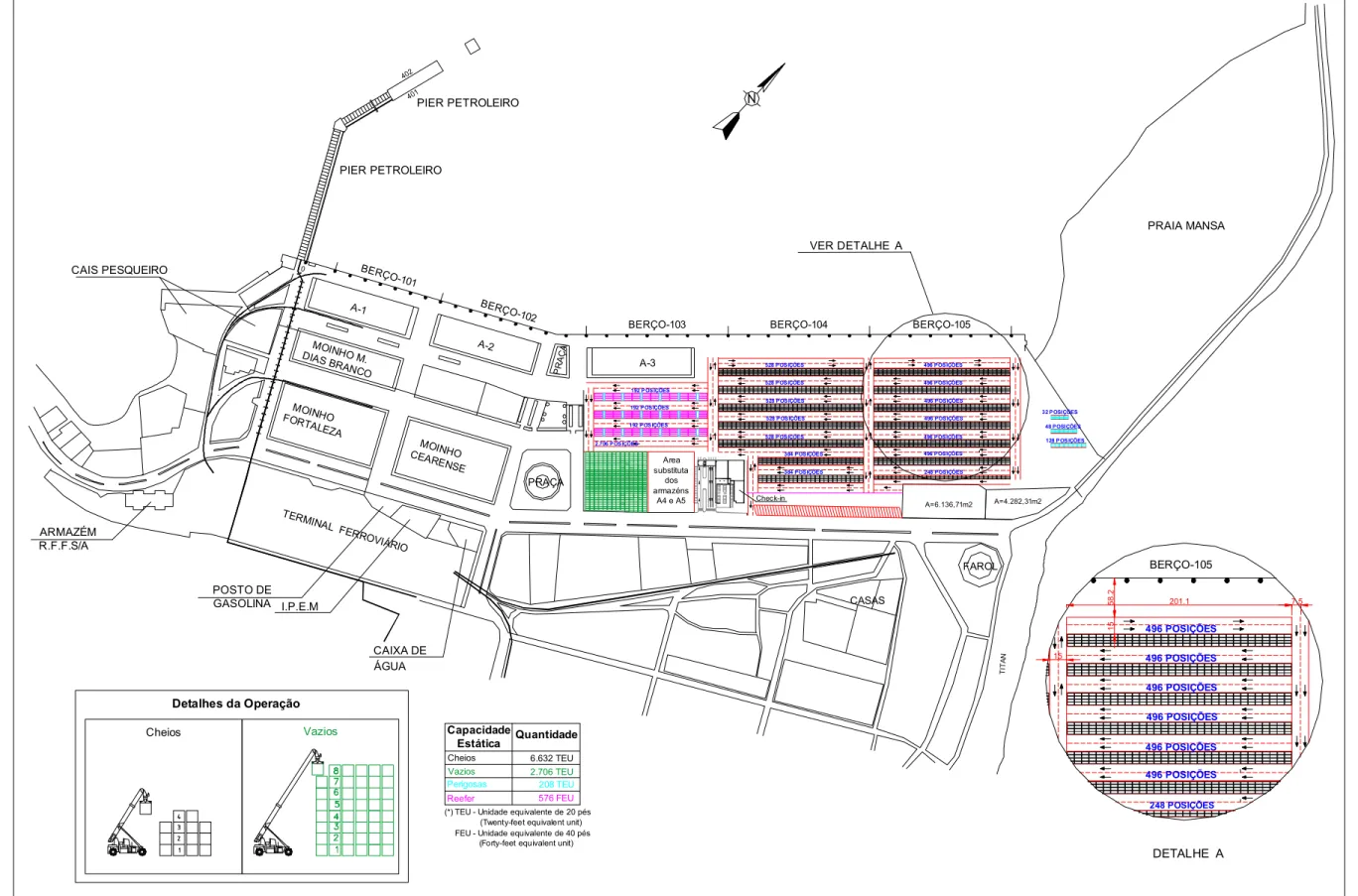 Figura 3.7 – Planta com a reorganização do pátio de estocagem do Porto de Fortaleza 