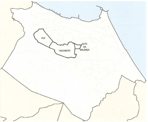Figura 3.1 – Localização geográfica do Pici, Cocorote e Alto da Balança. 