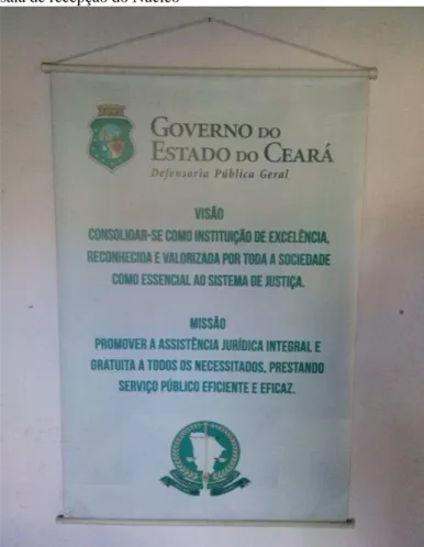Figura 4 - Banner da Defensoria Pública do Estado do Ceará na  sala de recepção do Núcleo 