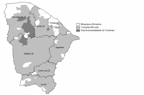 FIGURA 5: Cobertura de Localidades Borrifadas por Mesorregião Homogênea no  Estado do Ceará – 1975 a 2002 