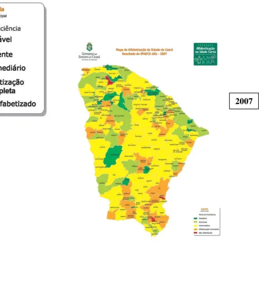 Figura 1  –  Mapa dos resultados do SPAECE: 2007 a 2011 