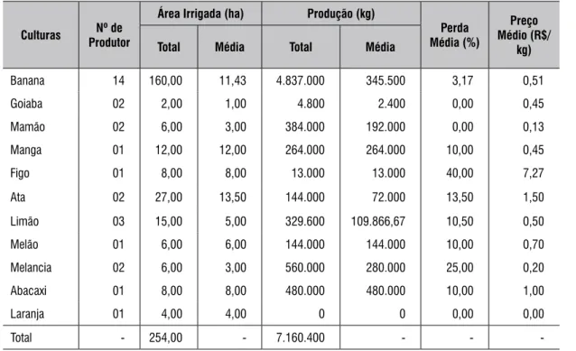 tabela 8 – Área, Produção, Perdas e Preços da média empresa, 2007