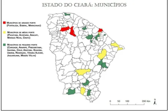 Figura  2  –   Localização  geográfica  dos  municípios  membros  da  CIB  e  Diretoria  do  COSEMS 
