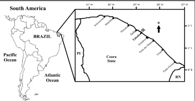 Figure 1 - Dwarf minke whale stranding beach in Ceará State, Northeastern Brazil.