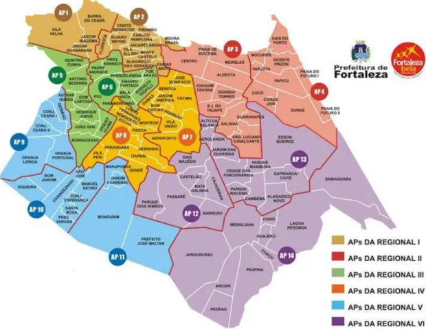 Figura 4 – Mapa das regionais de saúde de Fortaleza, 2013 