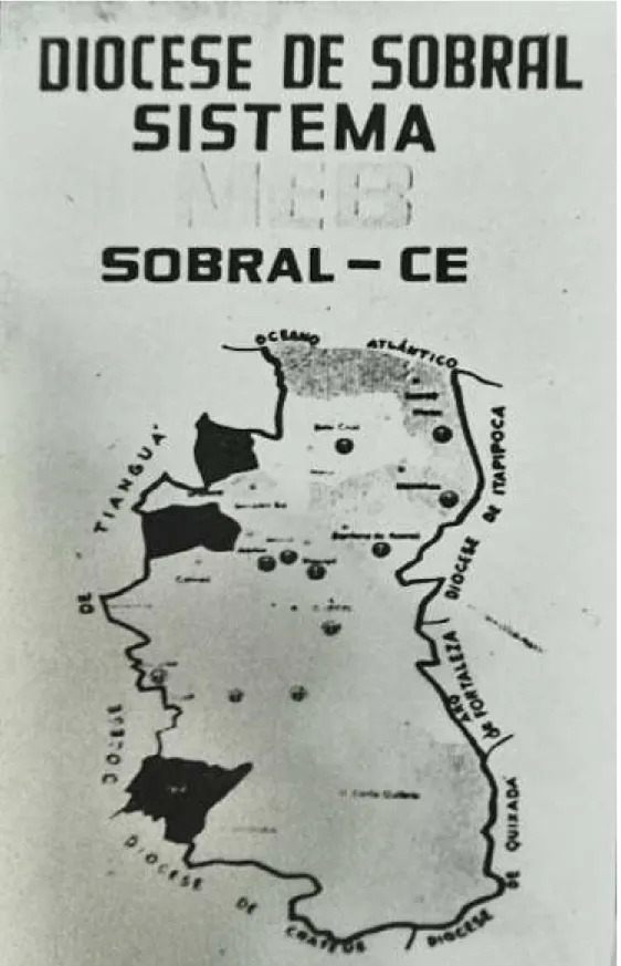 Figura  1:  Mapeamento  dos  municípios  em  que  o  MEB  atuava.  Relatório  1976.  MEB/Sobral
