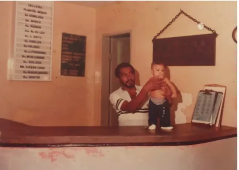 Figura 4 - Meu pai e eu em visita ao seu trabalho, Instituto Médico Infantil do Município de  Juazeiro do Norte - IMIJUNO