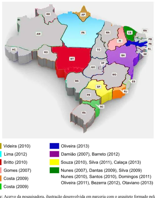 Figura 11 - Mapa de Distribuição dos trabalhos sobre Afrodescêndencia pelo Brasil. 