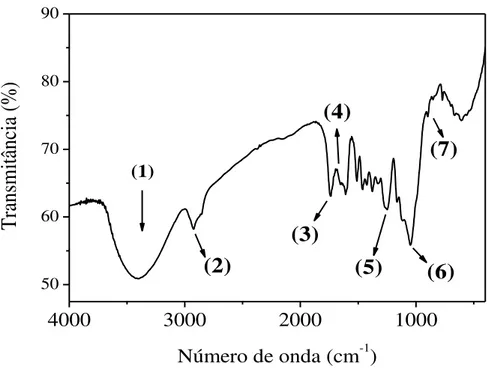 Figura 21 - Espectro de FTIR de uma amostra de pó do ECS. 