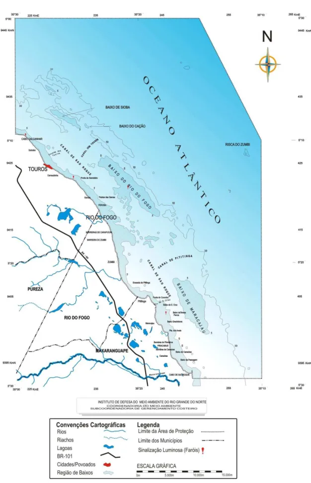 Figura 7 - Mapa da Área de Proteção Ambiental (APA) dos recifes de corais do Rio Grande do Norte