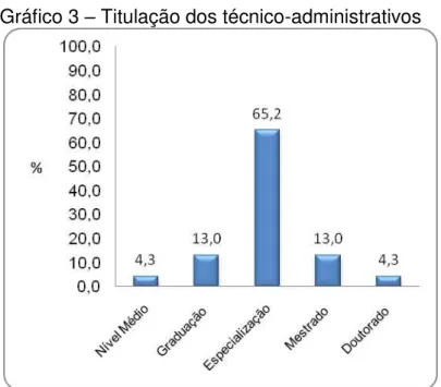 Gráfico 3  –  Titulação dos técnico-administrativos 