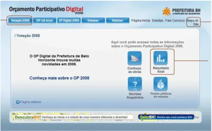 Figura 3: Site do OP digital de Belo Horizonte (Fonte: Sampaio, 2010). 