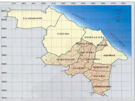 Figura 1 – Localização geográfica da Região Metropolitana de Fortaleza. 