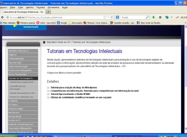 Figura 4  –  Tutoriais em Tecnologias Intelectuais  