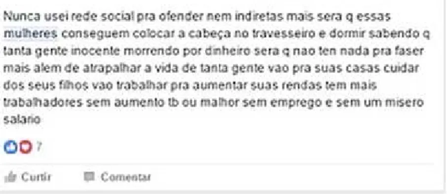 Figura 1: postagem do Facebook 1