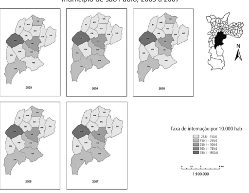 Figura 9 – Internações por doenças do aparelho respiratório em crianças menores de 5 anos, no setor Sul-Sudeste,