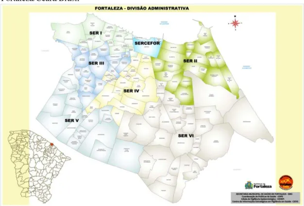 Figura  6  –   Divisão  das  Secretarias  Executivas  Regionais  (SER)  no  município  de  Fortaleza/Ceará/Brasil  
