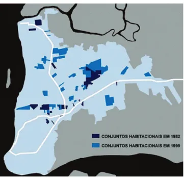Figura 4 – Região Metropolitana de Belém Conjuntos habitacionais em 1982 e em 1989