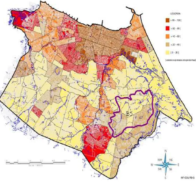 FIGURA 2.30 – Percentual de domicílios atendidos por rede de esgoto em Fortaleza em 2000 