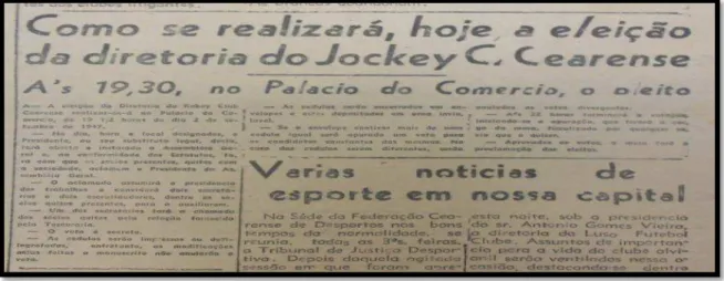 Ilustração 19 - Eleição da diretoria do JCC em 08.09.1947 - Jornal o Correio do Ceará 