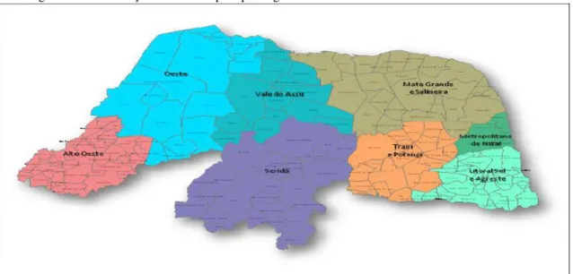 Figura 5 – Distribuição dos municípios por região de saúde no Estado do Rio Grande do Norte 