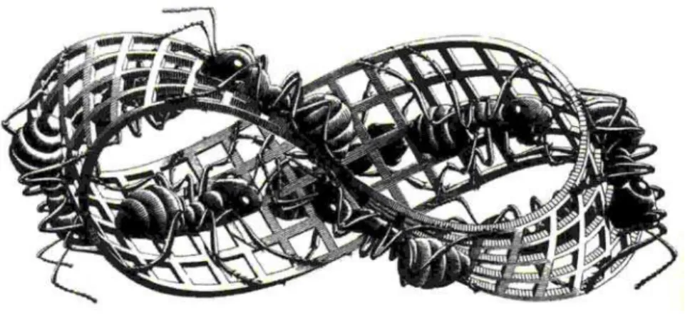 Figura 3 - Faixa de Möbius II, de M. C. Escher   (© Cordon Art; reprodução autorizada)