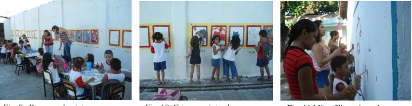Fig. 9   Processo da pintura                    Fig. 10  Crianças pintando                     Fig