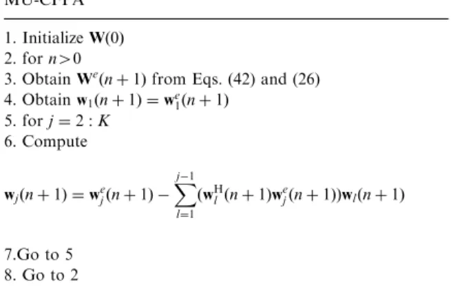 Table 1 MU-CFPA 1. Initialize Wð0Þ 2. for n 4 0