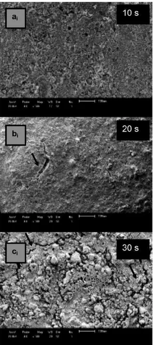 Figura 5: Micrografias obtidas em microscópio eletrônico de varredura da superfície das membranas assimétricas obtidas por deposição da 