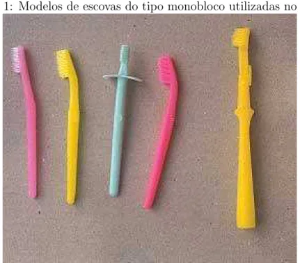 Figura 1: Modelos de escovas do tipo monobloco utilizadas no estudo.