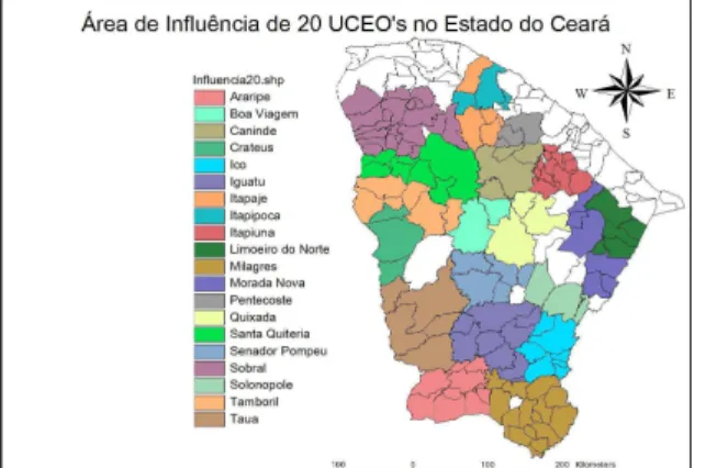 Figura  5:  Área  de  influência  das  20  UCEO’s  no  Estado do Ceará. 