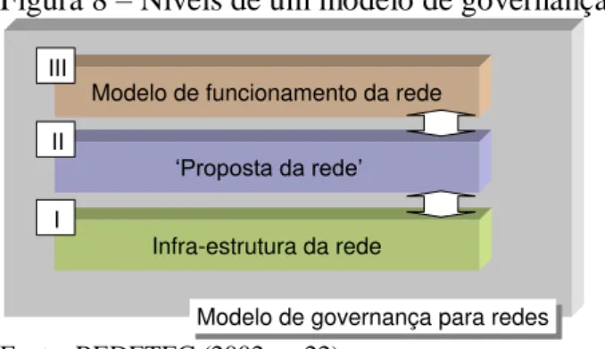 Figura 8  –  Níveis de um modelo de governança para redes 