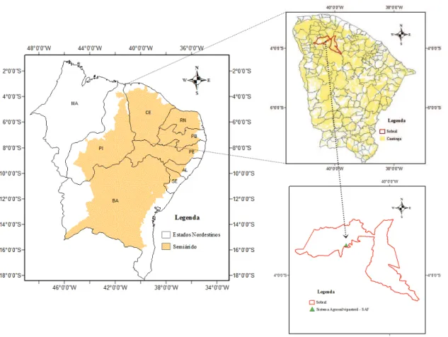 Figura 5 – Localização e caracterização geográfica da área de estudo no município de Sobral - CE  Fonte: Autor da pesquisa (2011)