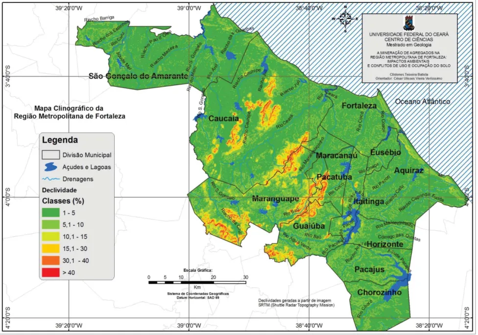 Figura 3.7 – Mapa Clinográfico da RMF 