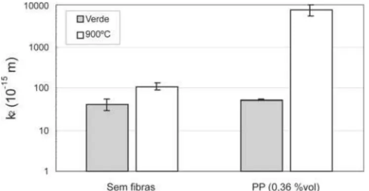 Figura 2: Medidas de permeabilidade antes e após tratamento térmico a 900 ºC por 6 horas (5 ºC/min).