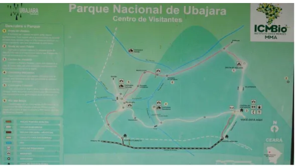 Figura 2  -  Mapa do Parque Nacional de Ubajara exposto no Centro de visitantes
