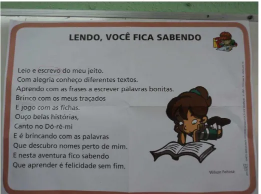 Foto  3  −   Texto  (fonte:  cartaz  do  PAIC)  do  qual  foi  retirado  as  frases  para  a  atividade de recorte e colagem elaborada pela professora Elisabete 