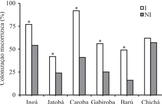 Figure 1 – Mycorrhizal colonization of arboreal species of the 