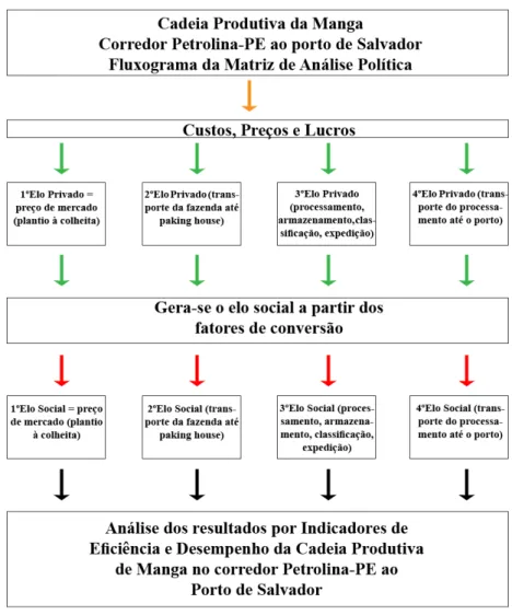 Figura 2 - Fluxograma da matriz de análise de política da cadeia produtiva da manga,  Petrolina-PE, 2014