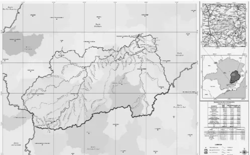 Figura 1 – Limite da Bacia Hidrográfica do Rio Xopotó e Mapa de Minas Gerais com detalhe para a Bacia do Rio Doce (Adaptado de INSTITUTO MINEIRO DE  GESTÃO DAS ÁGUAS -  IGAM, 2008)
